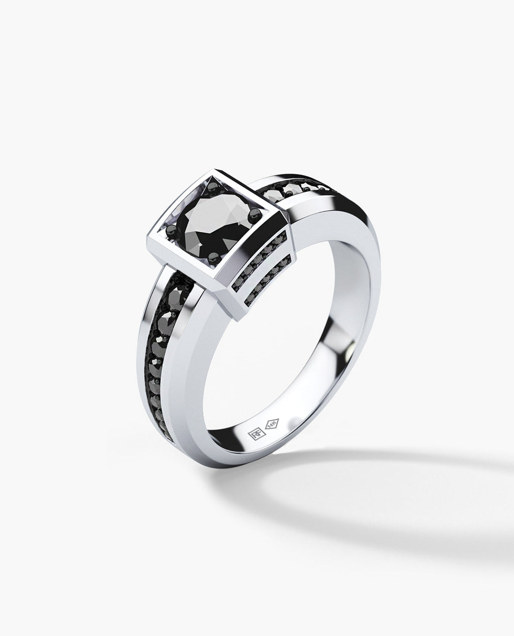 VULTURE Comfort Fit Men's Gold Solitaire Engagement Ring with 1.45ct Black Diamonds