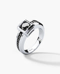 VULTURE Comfort Fit Men's Gold Solitaire Engagement Ring with 1.45ct Black Diamonds