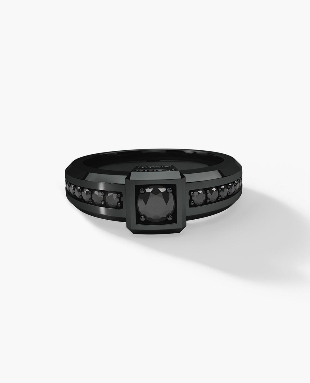 VULTURE Comfort Fit Men's EverBlak Black Gold Solitaire Engagement Ring with 0.90ct Black Diamonds