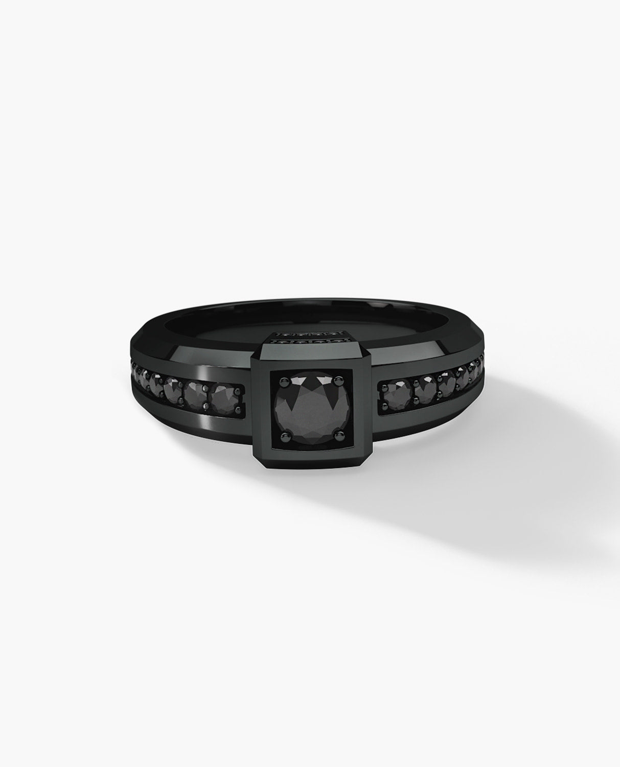 VULTURE Comfort Fit Men's EverBlak Black Gold Solitaire Engagement Ring with 0.90ct Black Diamonds