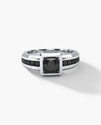 VULTURE Comfort Fit Men's Gold Solitaire Engagement Ring with 1.45ct Black Diamonds