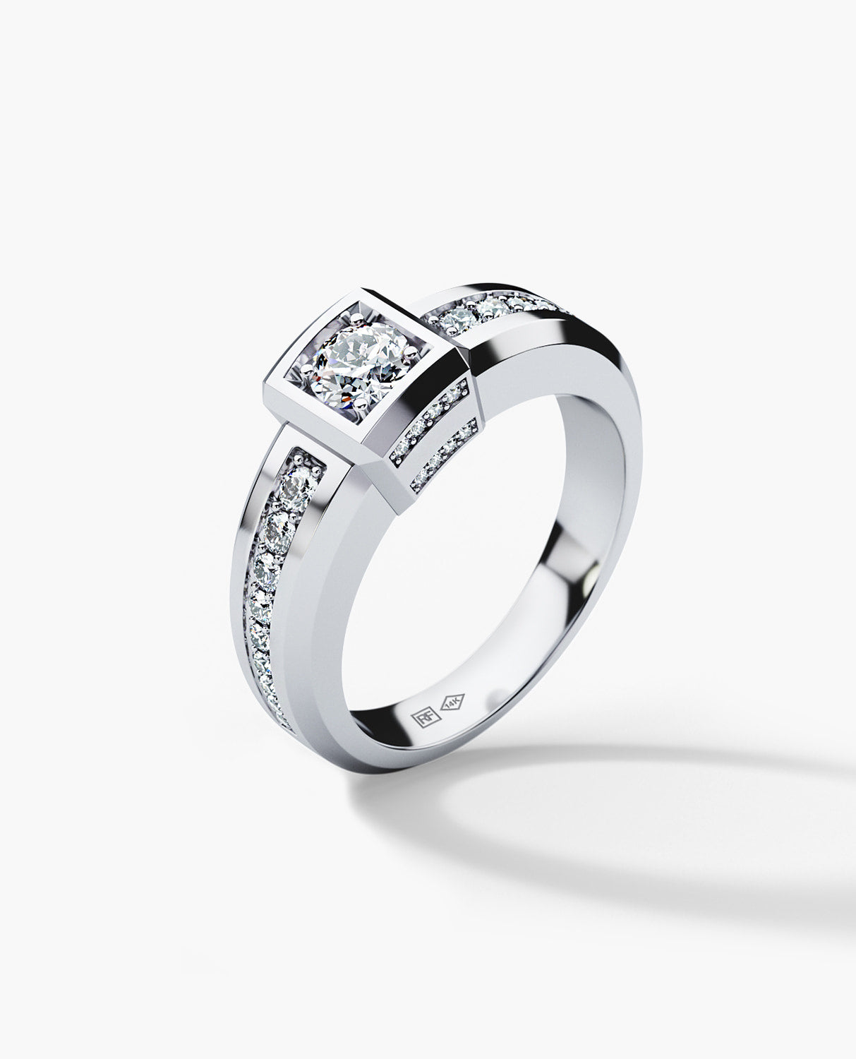 VULTURE Comfort Fit Men's Gold Solitaire Engagement Ring with 0.90ct Diamonds