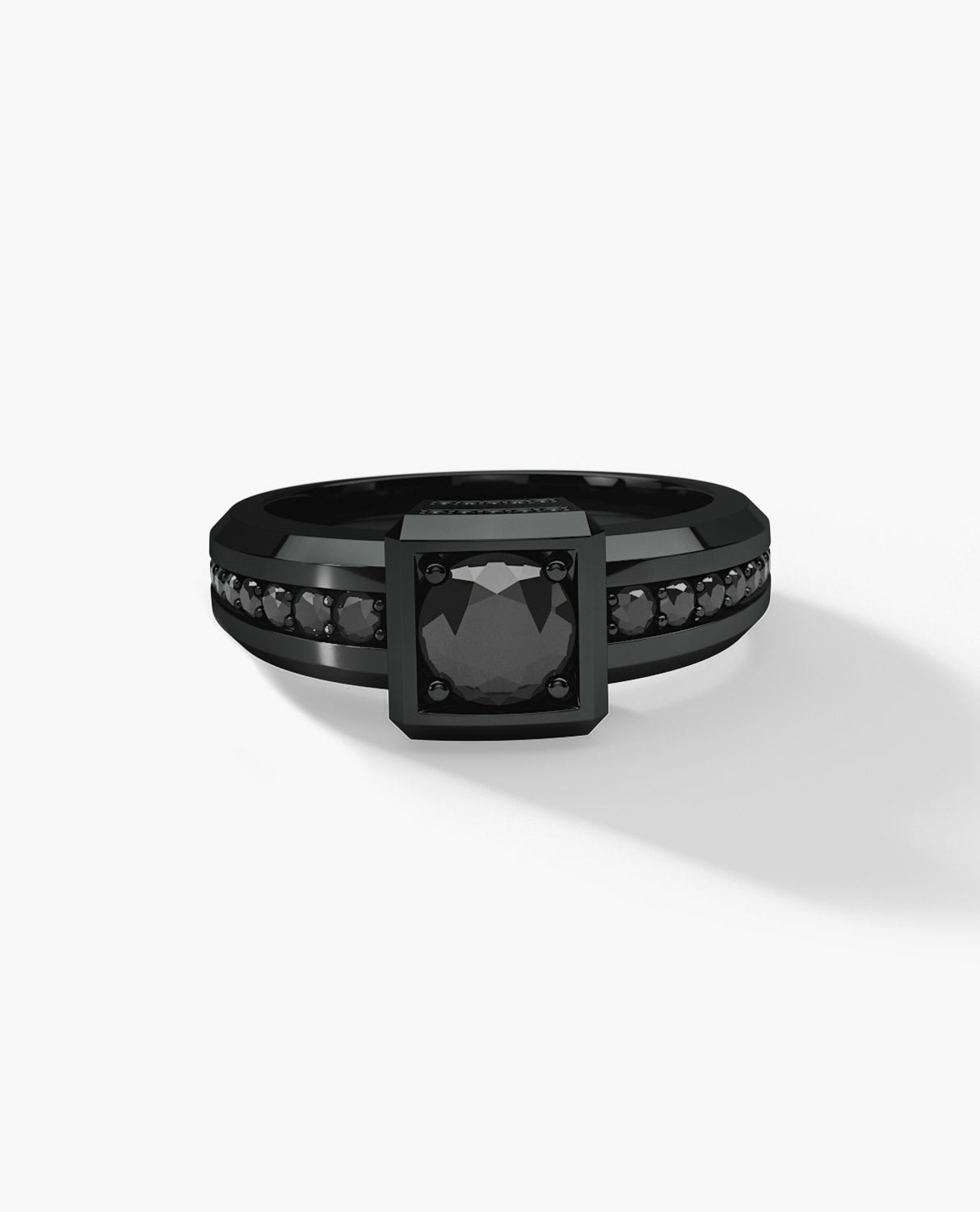 VULTURE Comfort Fit Men's EverBlak Black Gold Solitaire Engagement Ring with 1.45ct Black Diamonds