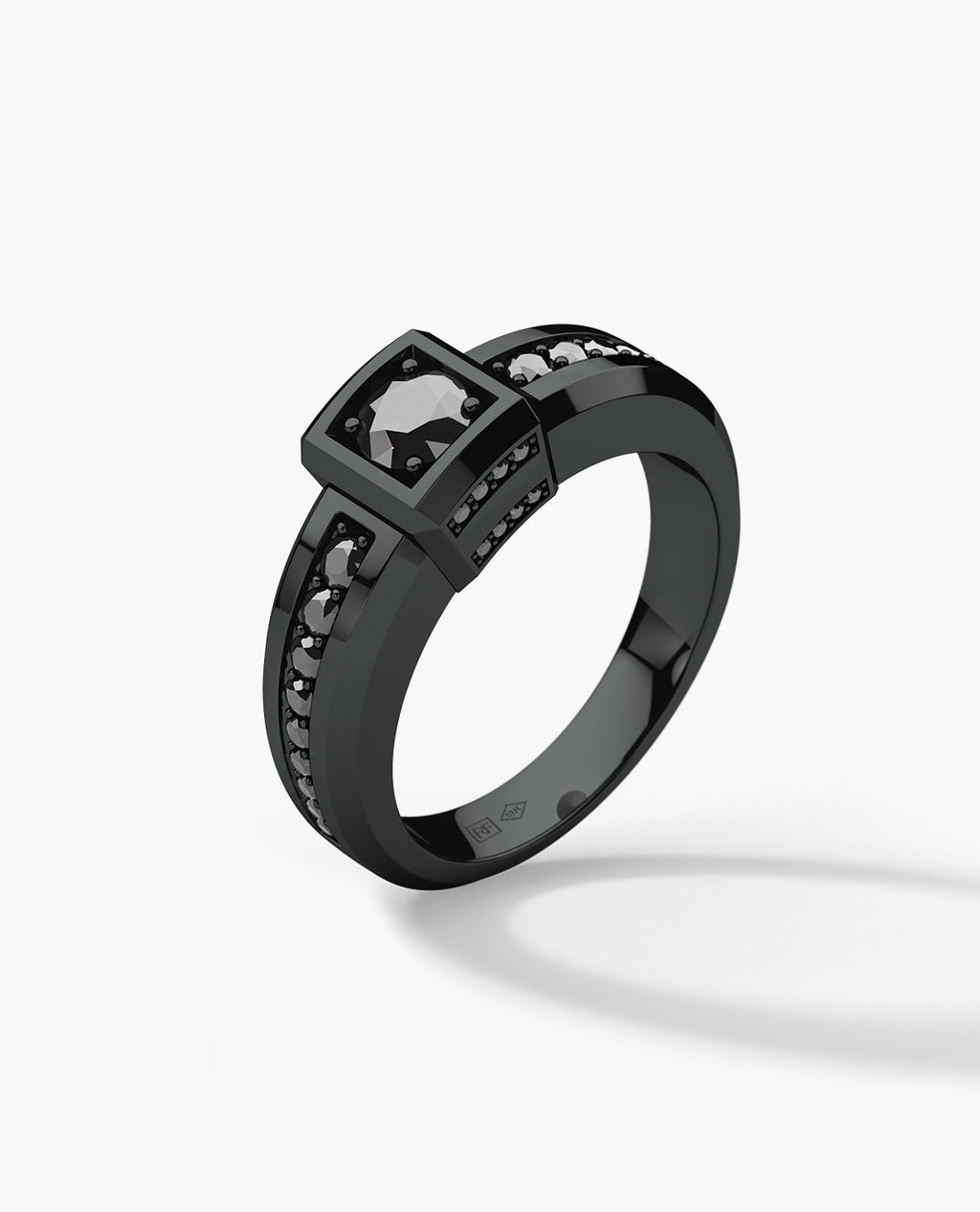 VULTURE Comfort Fit Men's EverBlak Black Gold Solitaire Engagement Ring with 0.90ct Black Diamonds