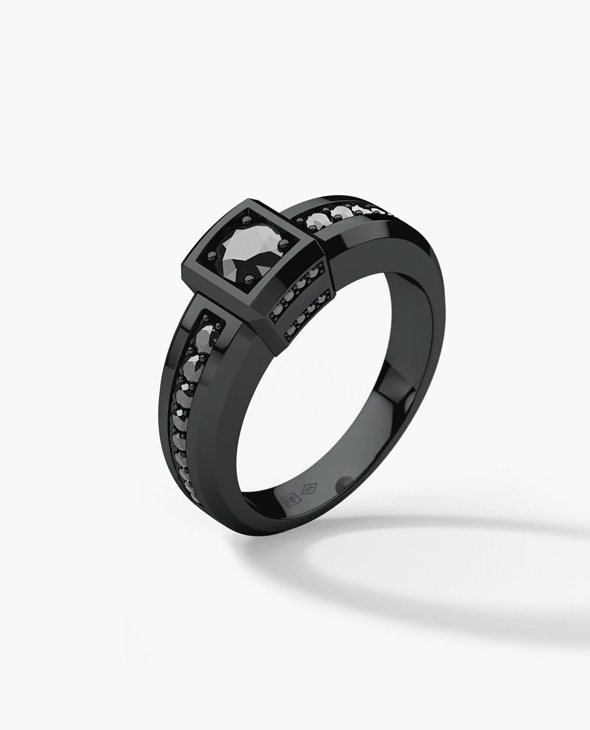 VULTURE Comfort Fit Men's EverBlak Black Gold Solitaire Engagement Ring with 0.90ct Black Diamonds