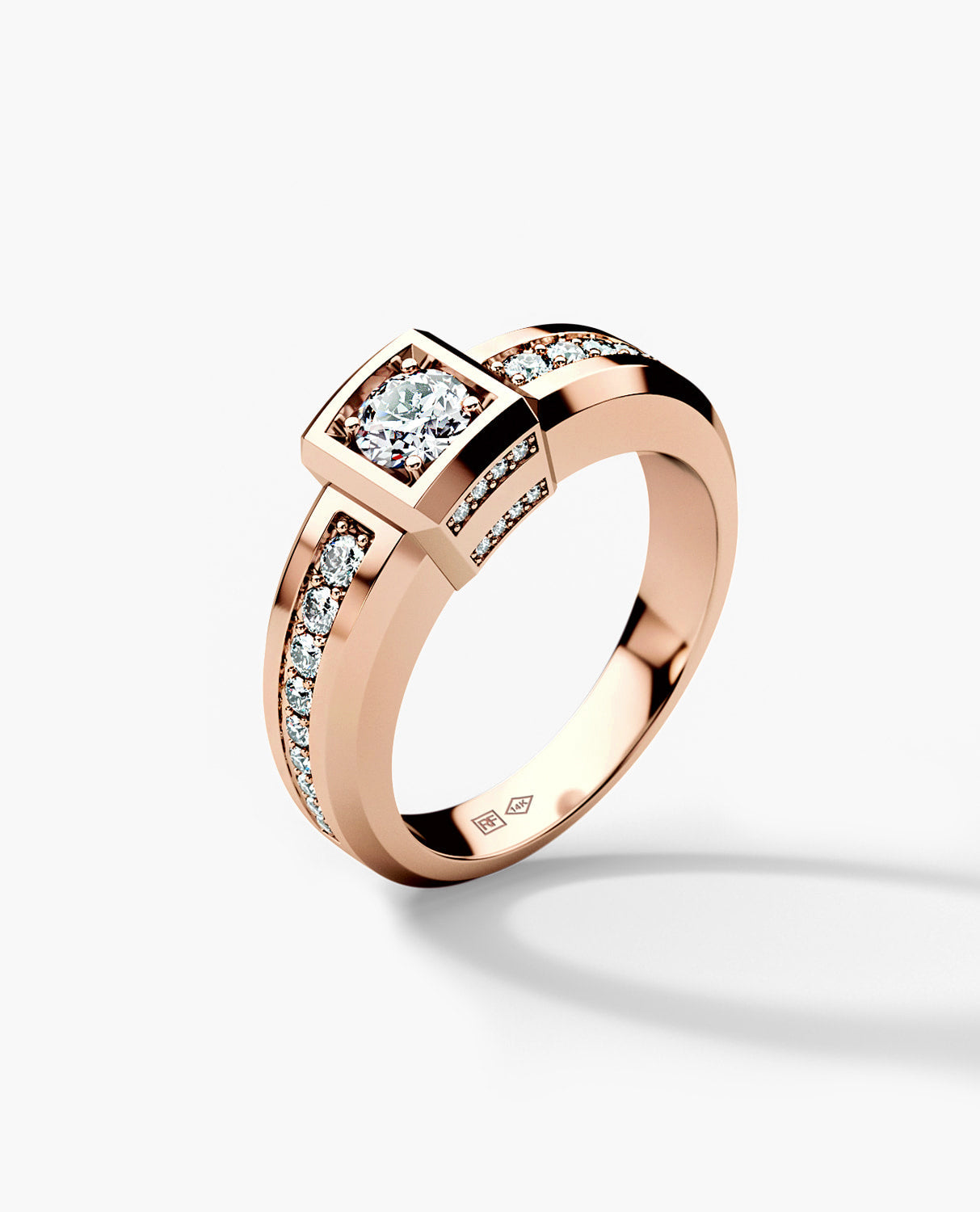 VULTURE Comfort Fit Men's Gold Solitaire Engagement Ring with 0.90ct Diamonds