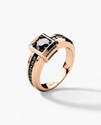 VULTURE Comfort Fit Men's Gold Solitaire Engagement Ring with 1.45ct Black Diamonds