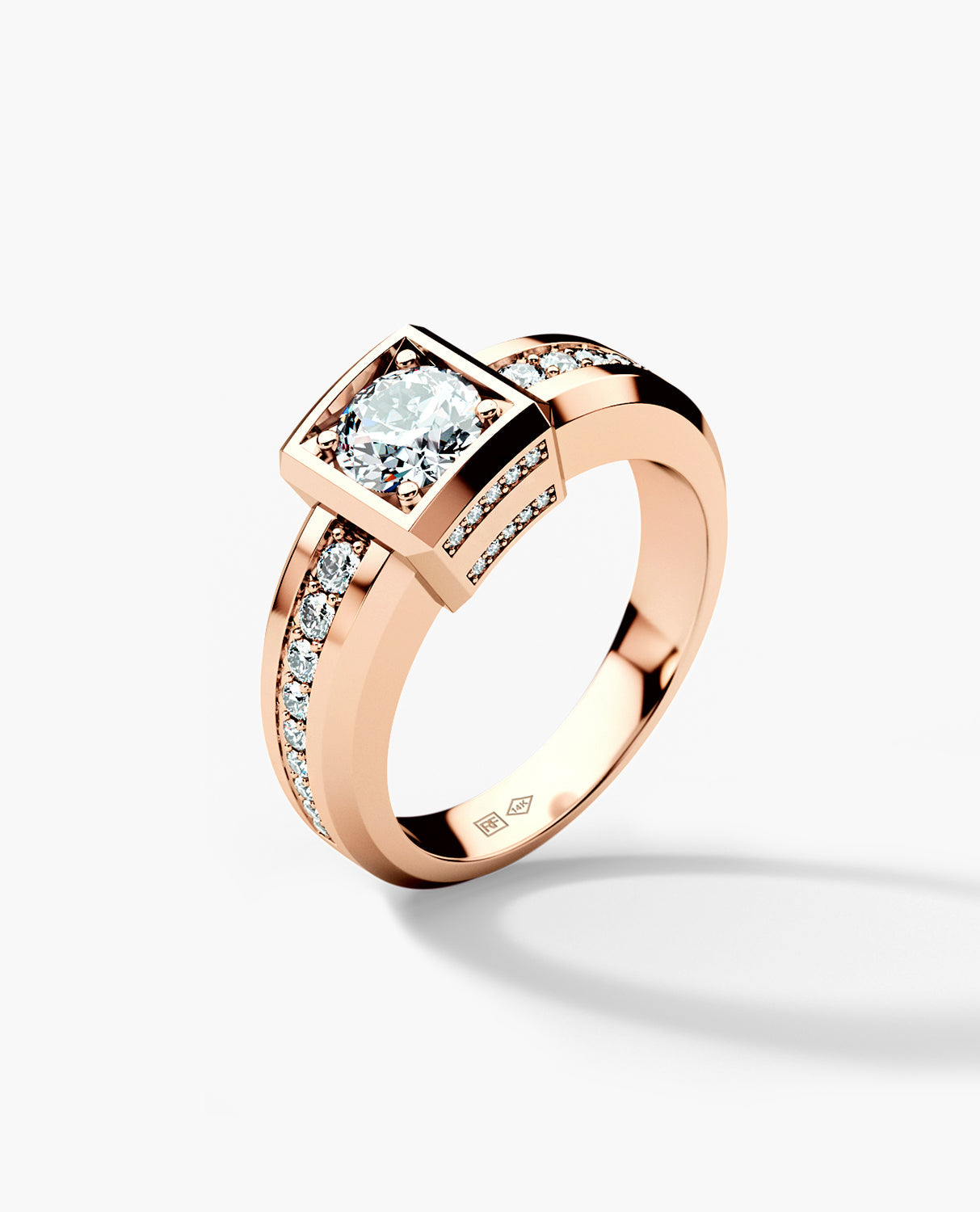 VULTURE Comfort Fit Men's Gold Solitaire Engagement Ring with 1.45ct Diamonds