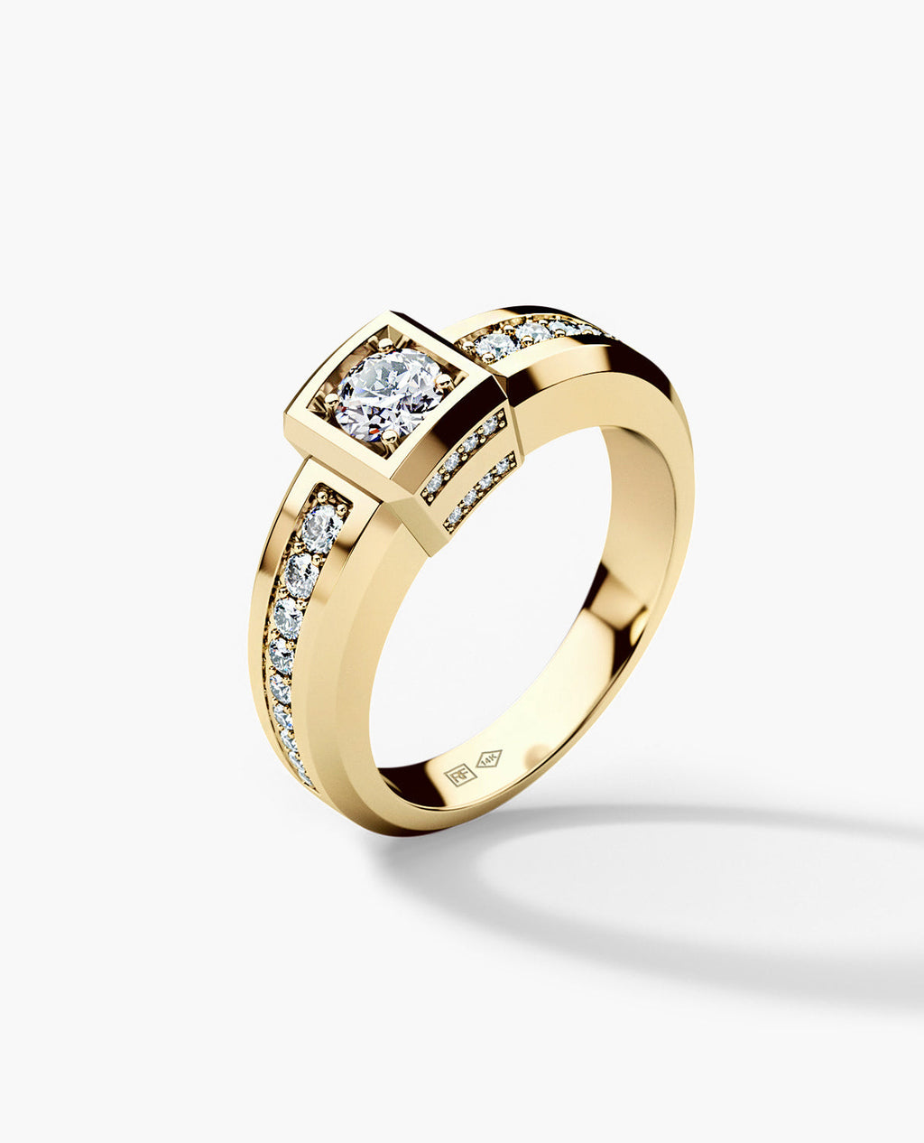 VULTURE Comfort Fit Men's Gold Solitaire Engagement Ring with 0.90ct Diamonds