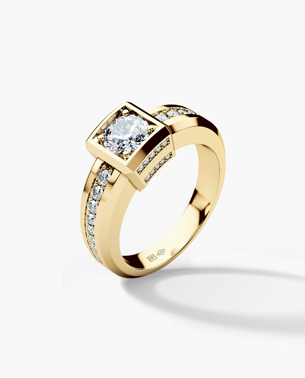 VULTURE Comfort Fit Men's Gold Solitaire Engagement Ring with 1.45ct Diamonds