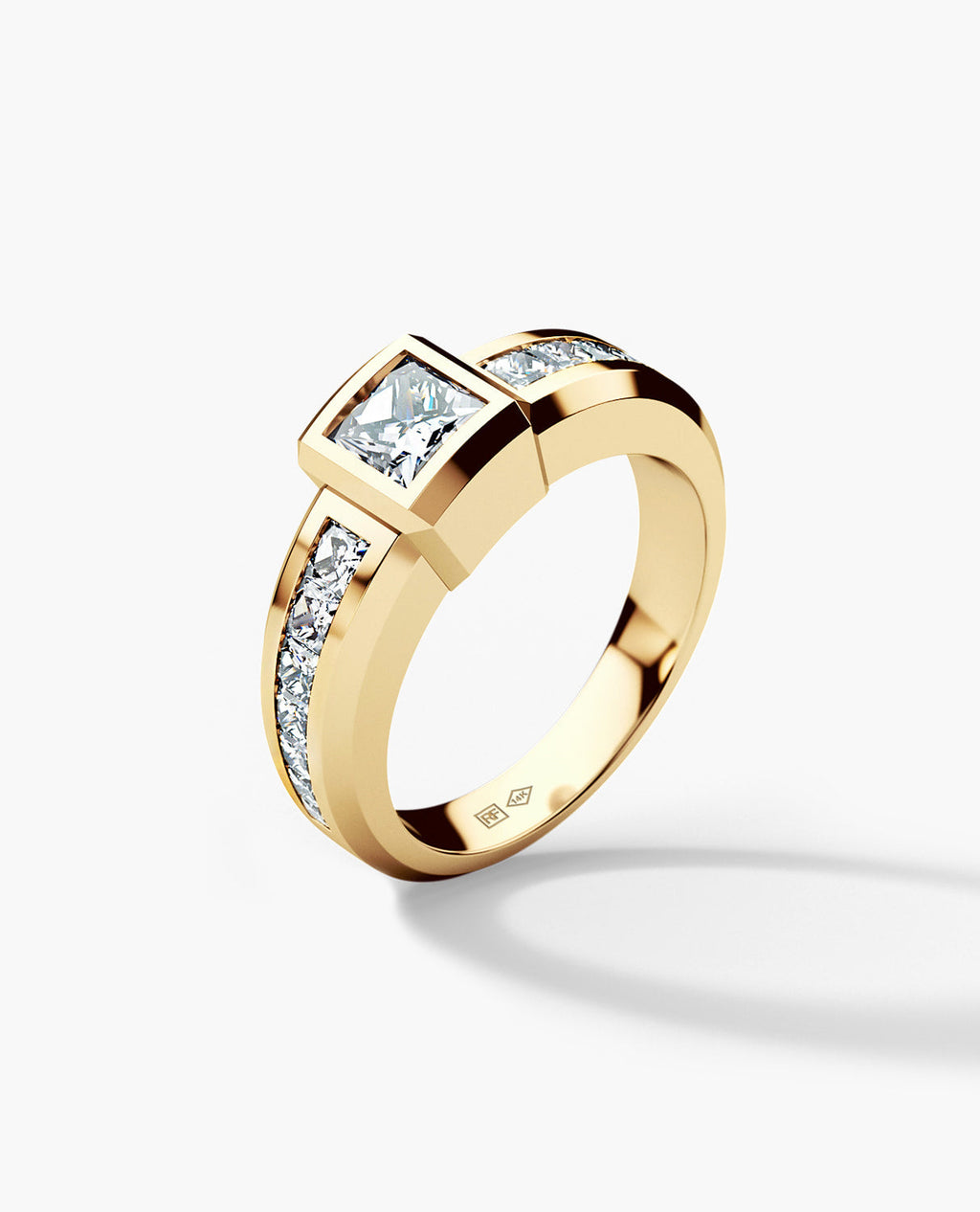 VULTURE Comfort Fit Men's Gold Solitaire Engagement Ring with 2.10ct Diamonds