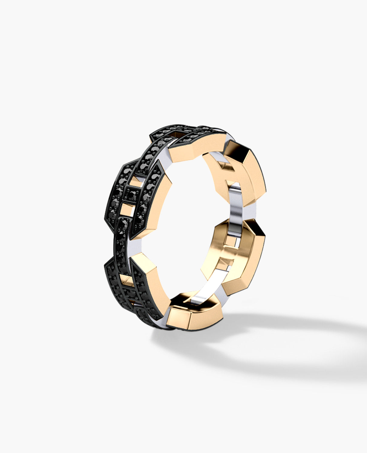 BRIGGS Two-Tone Gold Ring with 0.24ct Black Diamonds