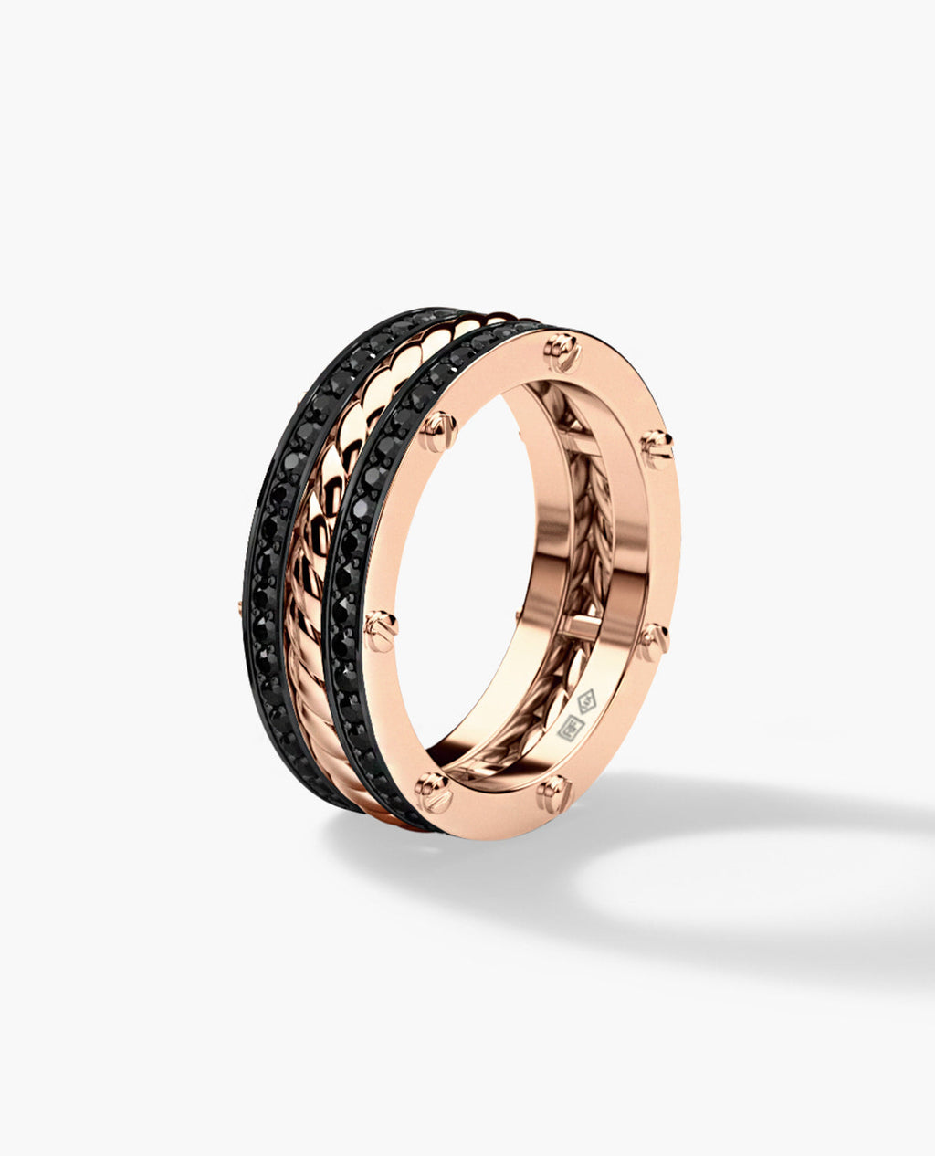 ROPES Gold Ring with 0.70ct Black Diamonds