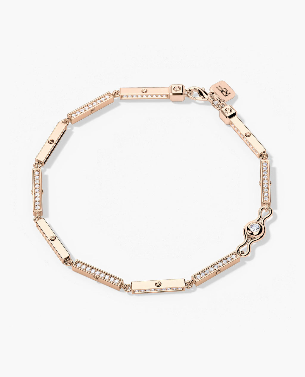 BAR CHAIN Gold Bracelet with Diamonds - 2.5mm