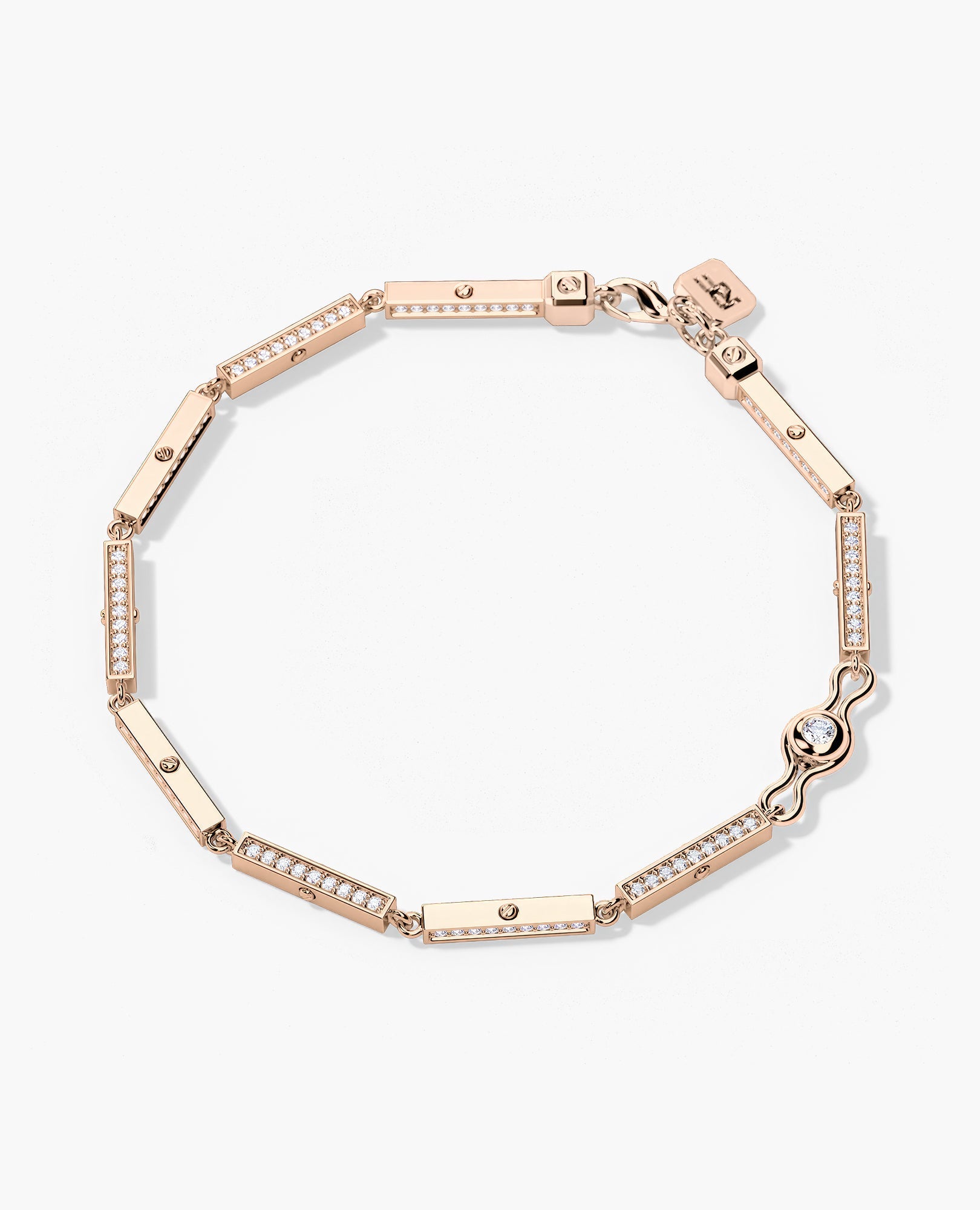 BAR CHAIN Gold Bracelet with Diamonds - 2.5mm