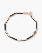 BAR CHAIN Gold Bracelet with Black Diamonds - 2.5mm