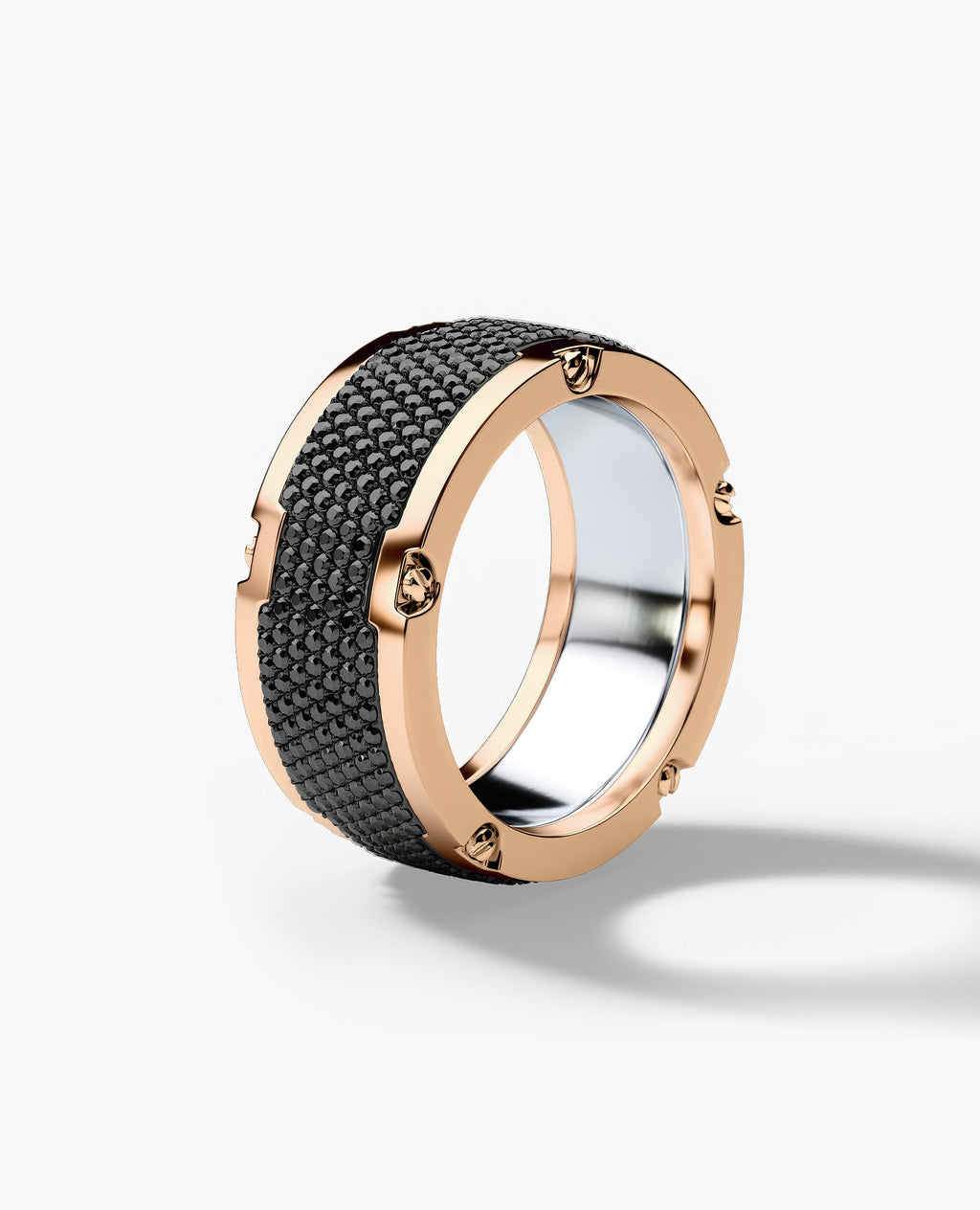 CABARRUS Two-Tone Gold Wide Ring with 2.25ct Black Diamonds