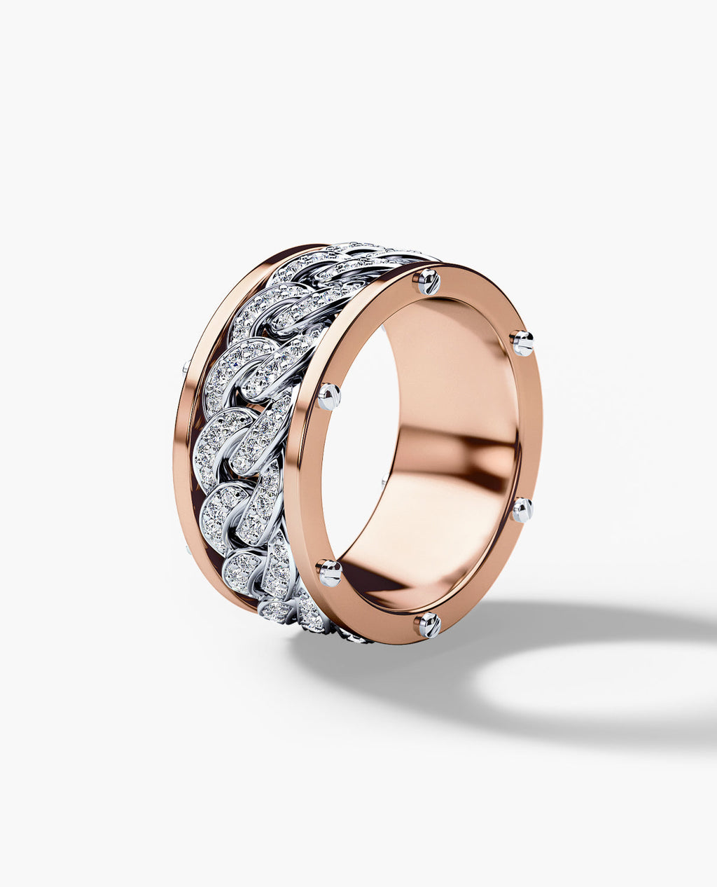 KENSINGTON Two-Tone Gold Cuban Link Ring with 1.45ct Diamonds