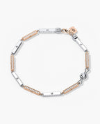 BAR CHAIN Two-Tone Gold Bracelet Diamonds - 2.5mm