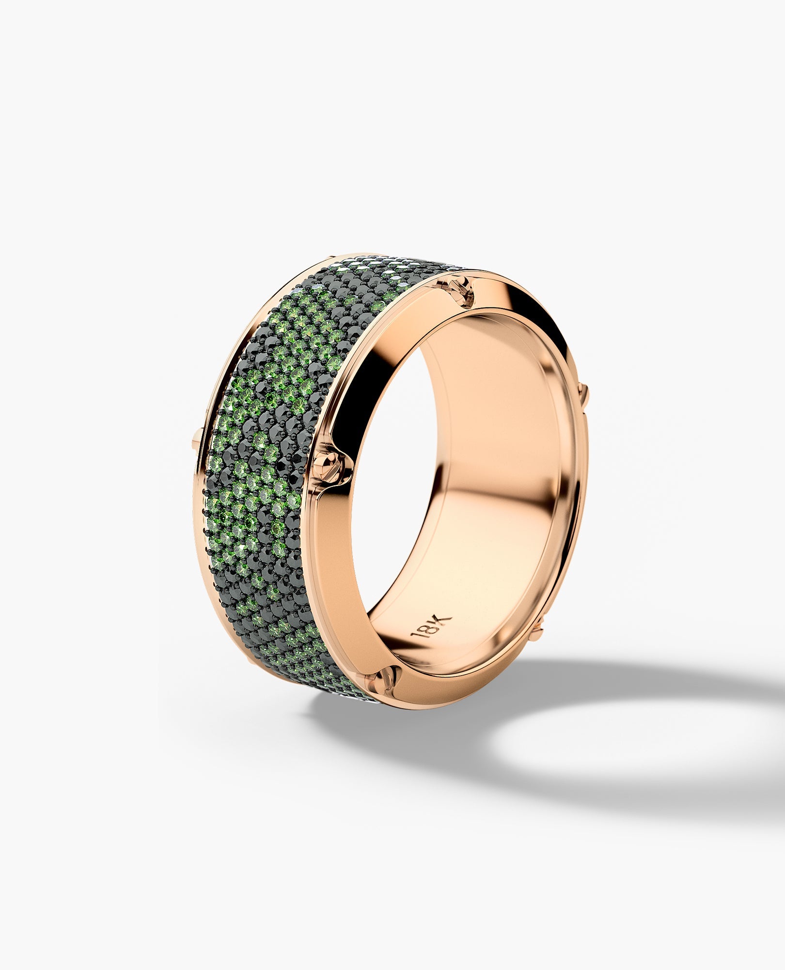 CORTEZ Camouflage Gold Ring with 2.40ct Green and Black Diamonds