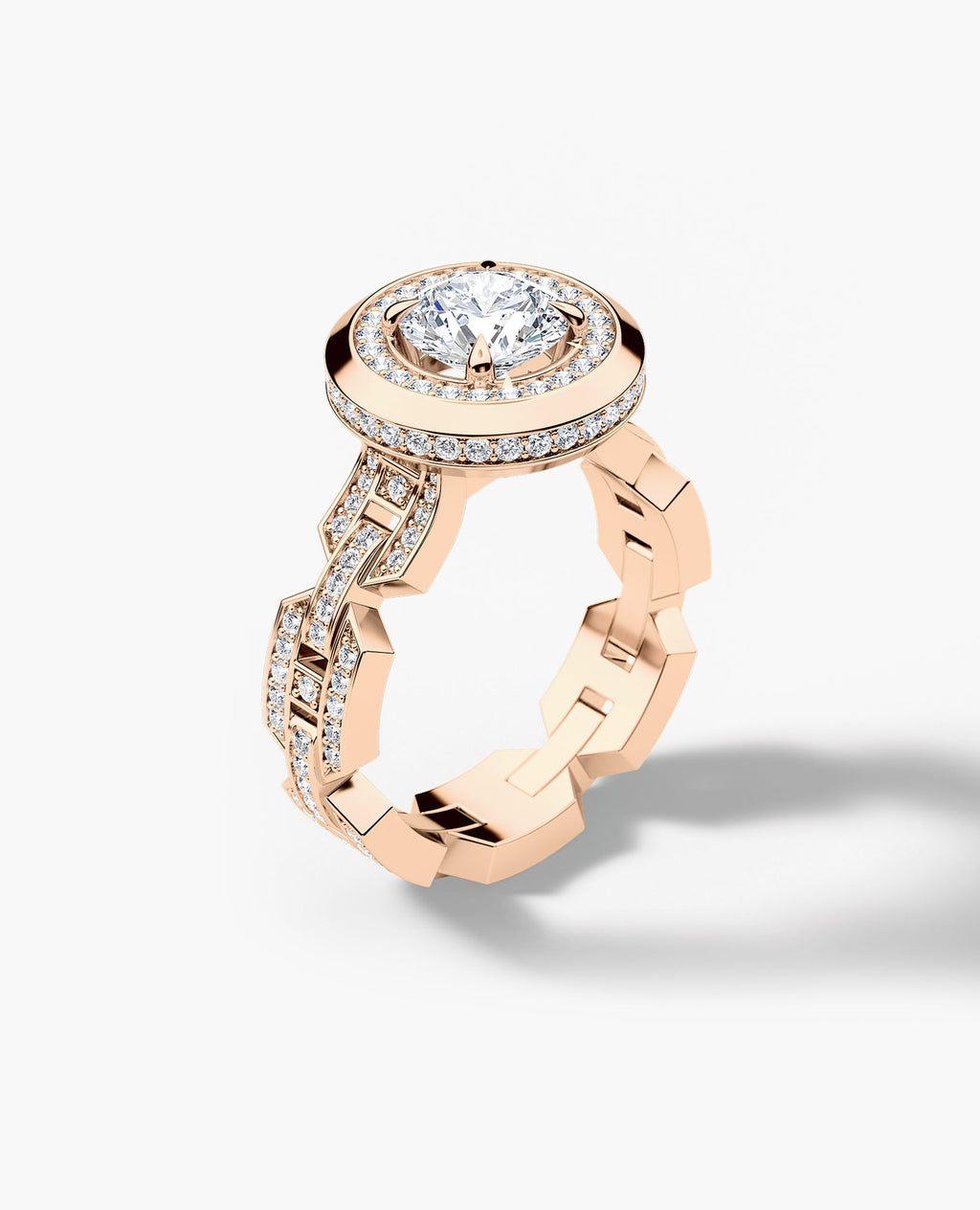 BRIGGS Round Cut Diamond Gold Engagement Ring