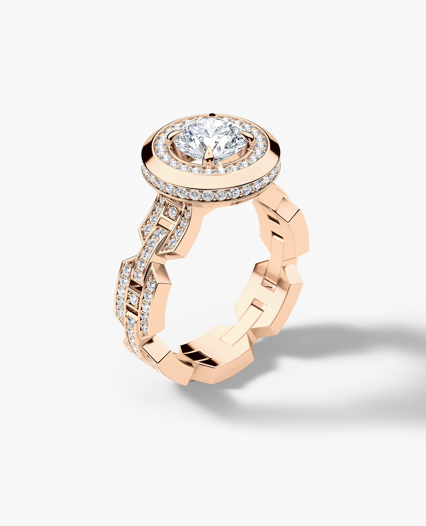BRIGGS Round Cut Diamond Gold Engagement Ring