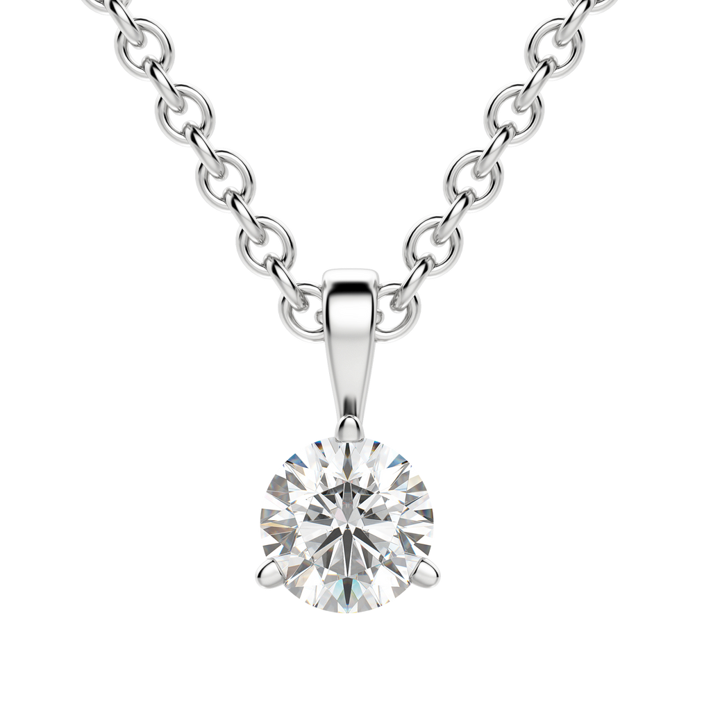 0.25-1.5 CT Round Cut Moissanite Solitaire Necklace