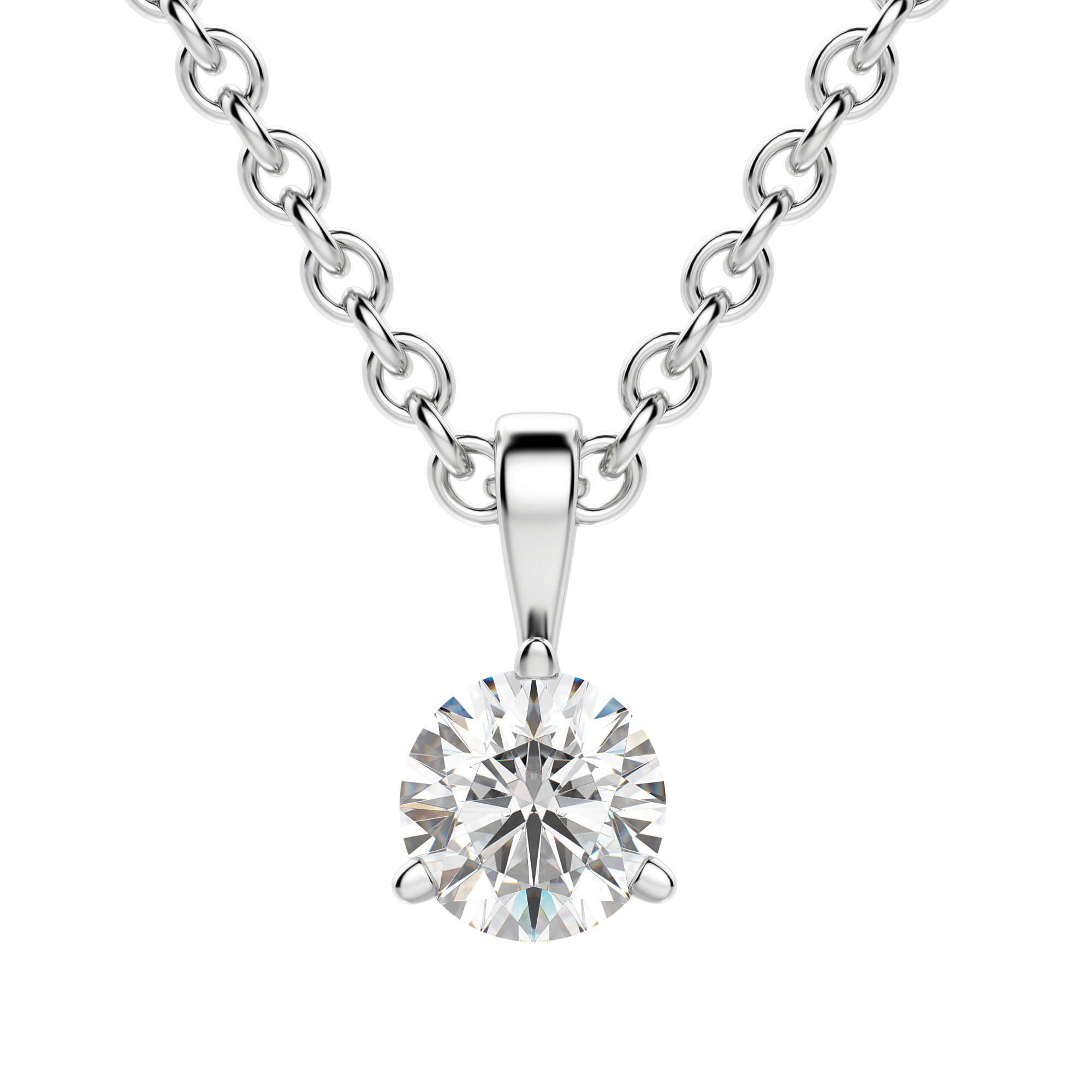 0.25-1.5 CT Round Cut Moissanite Solitaire Necklace