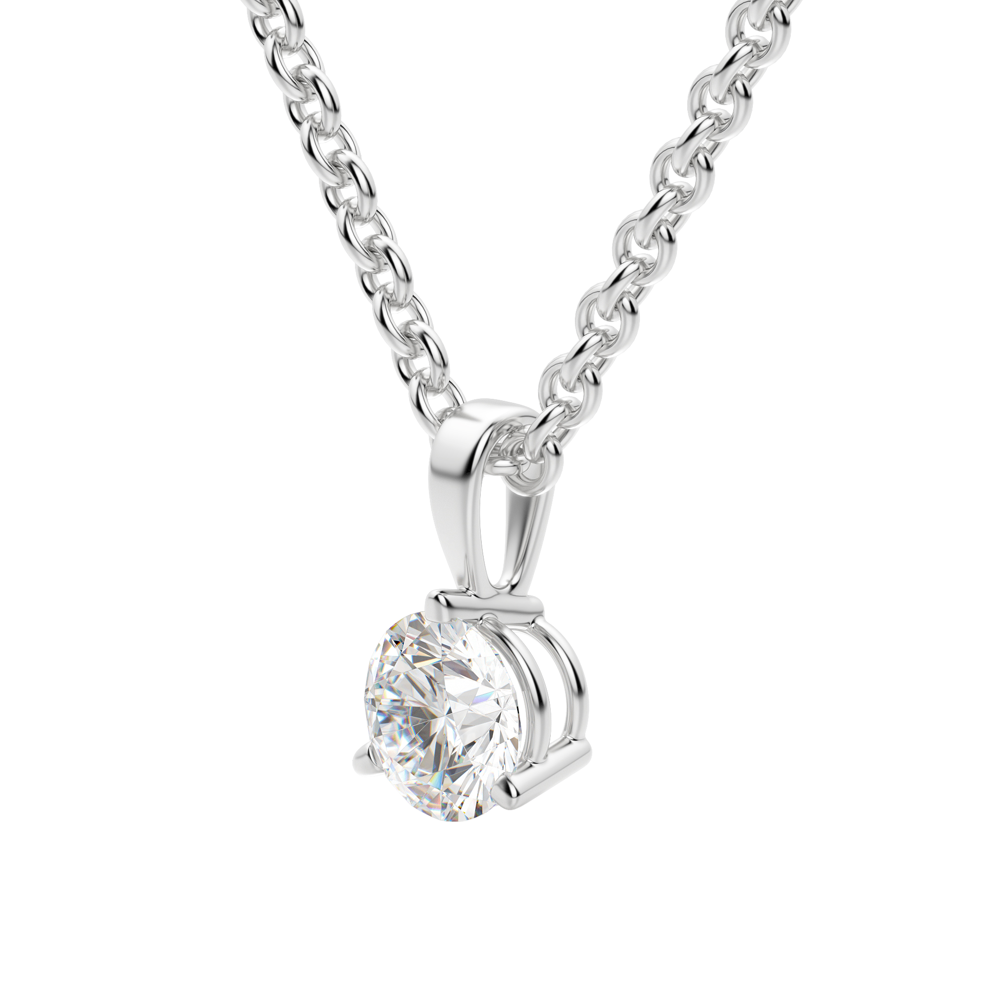0.25-1.5 CT Round Cut Moissanite Solitaire Necklace