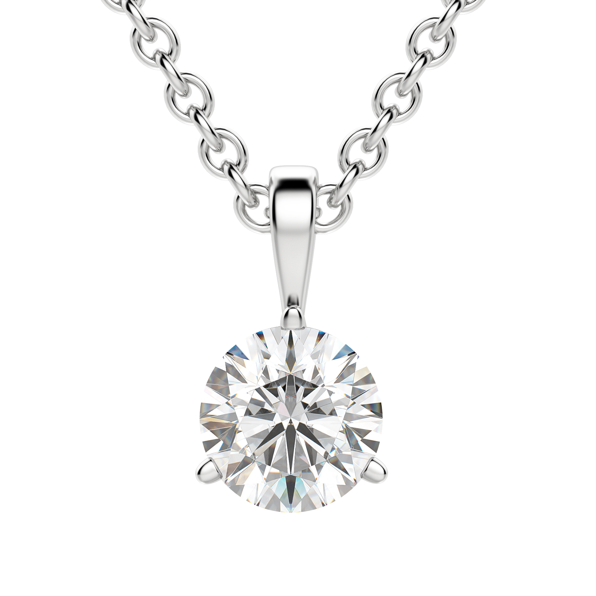0.25-1.5 CT Round Cut Moissanite Solitaire Necklace