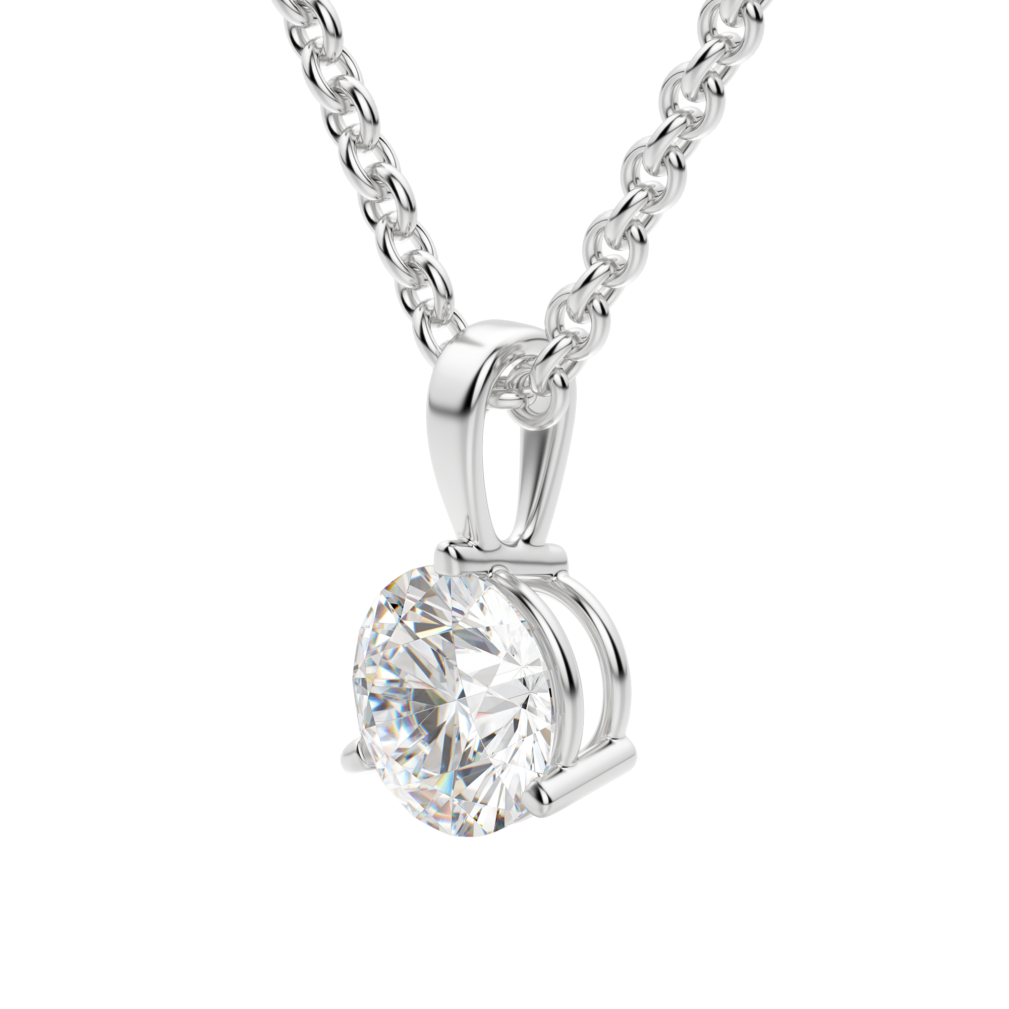 0.25-1.5 CT Round Cut Moissanite Solitaire Necklace