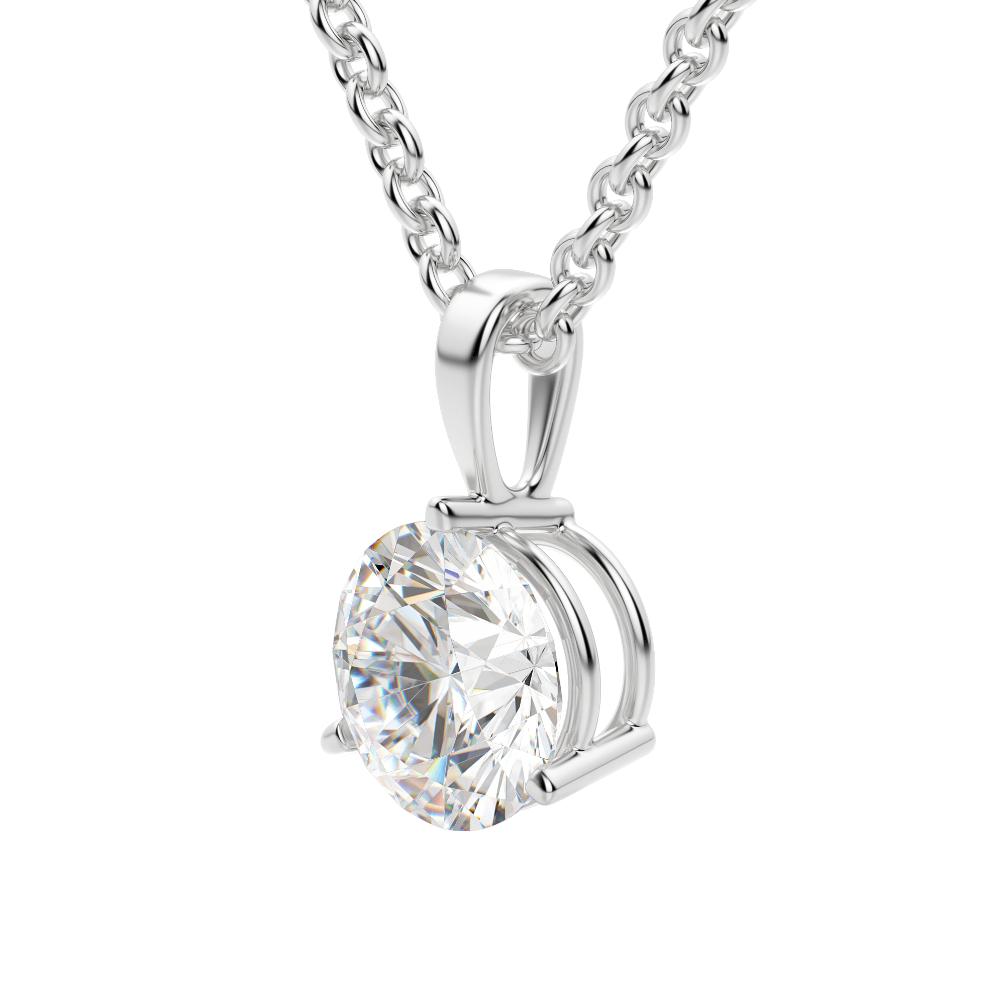 0.25-1.5 CT Round Cut Moissanite Solitaire Necklace