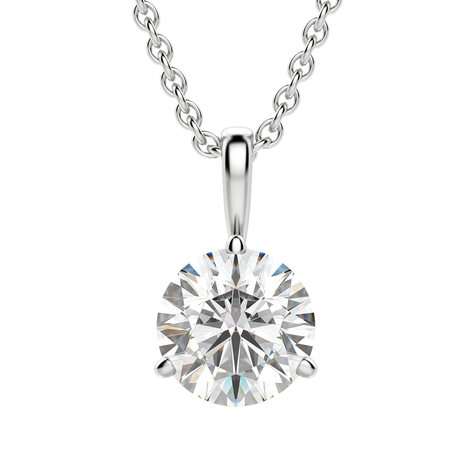 0.25-1.5 CT Round Cut Moissanite Solitaire Necklace