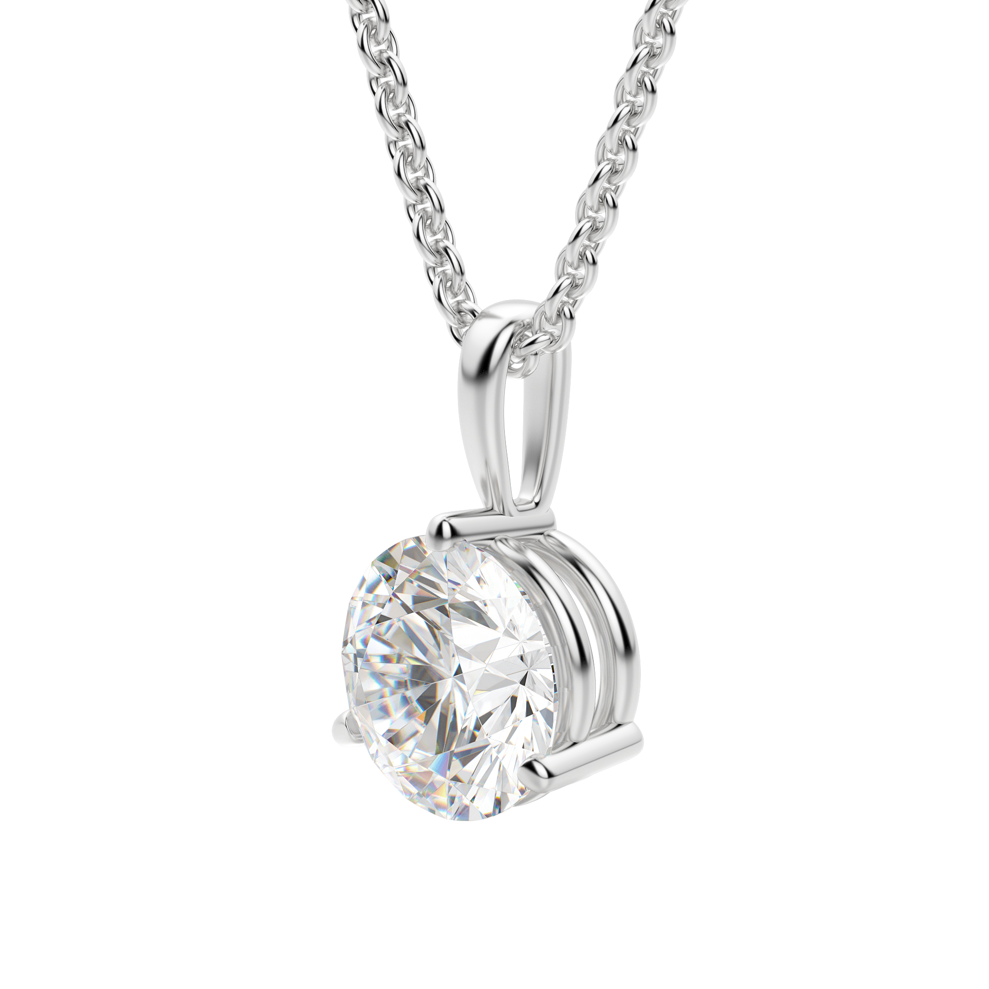 0.25-1.5 CT Round Cut Moissanite Solitaire Necklace