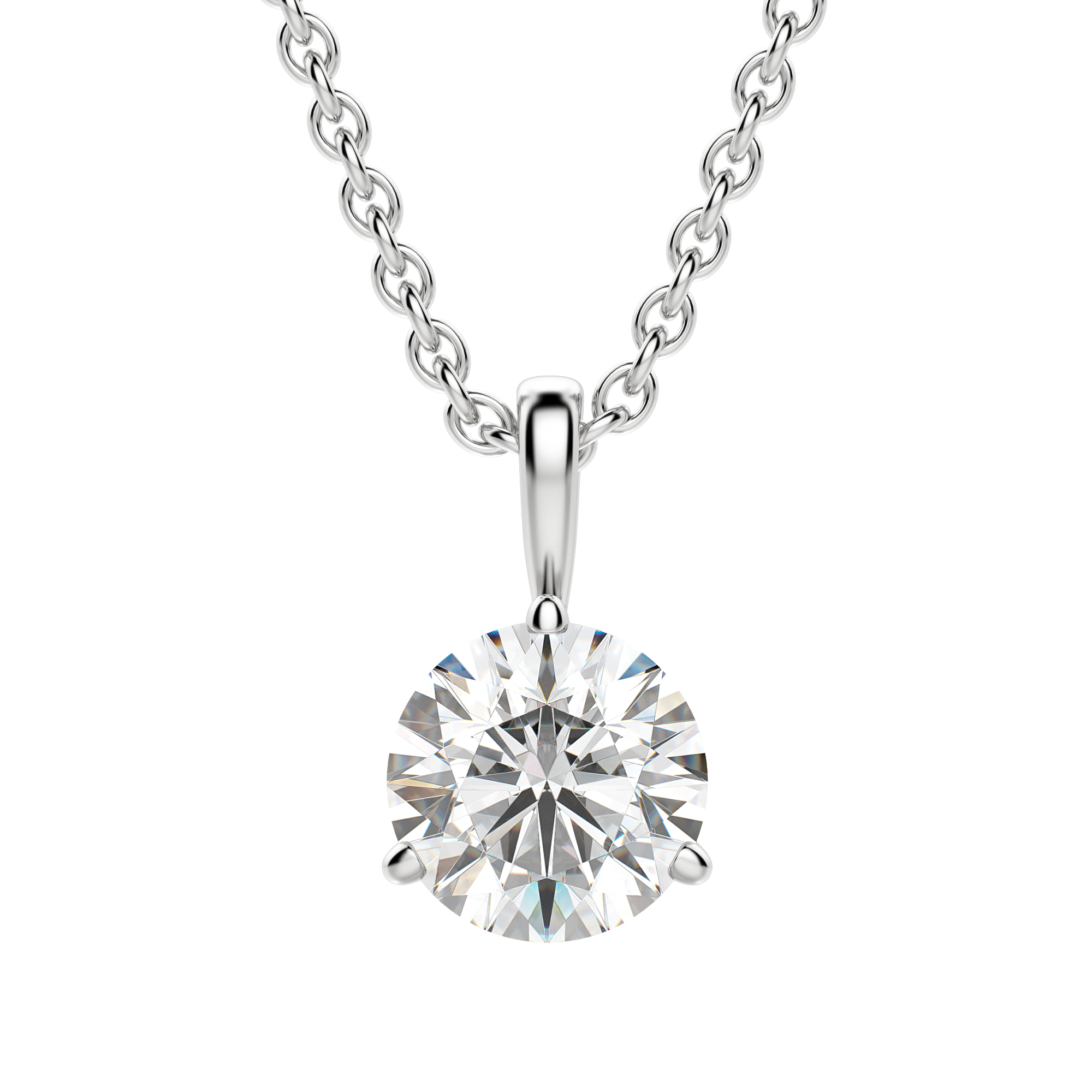 0.25-1.5 CT Round Cut Moissanite Solitaire Necklace
