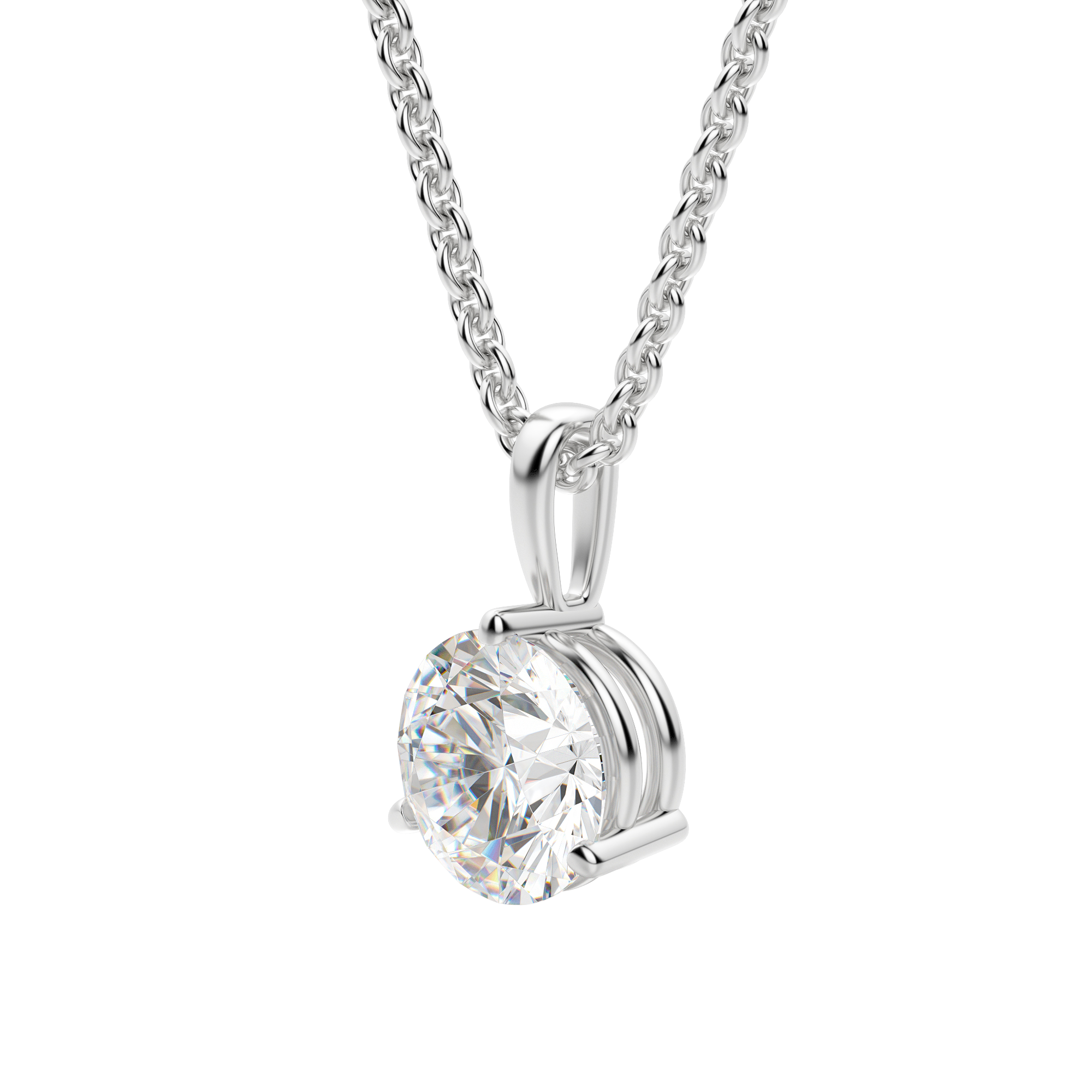 0.25-1.5 CT Round Cut Moissanite Solitaire Necklace