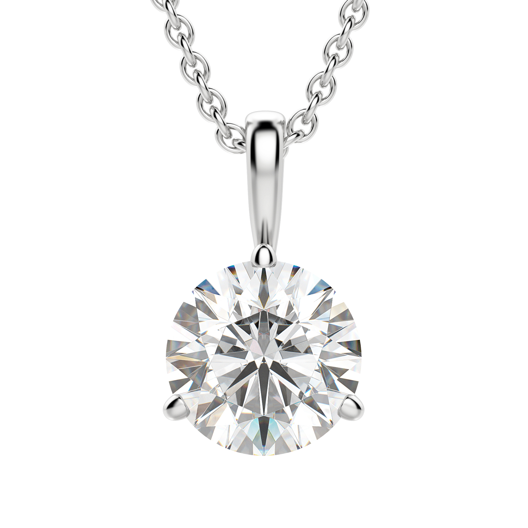 0.25-1.5 CT Round Cut Moissanite Solitaire Necklace