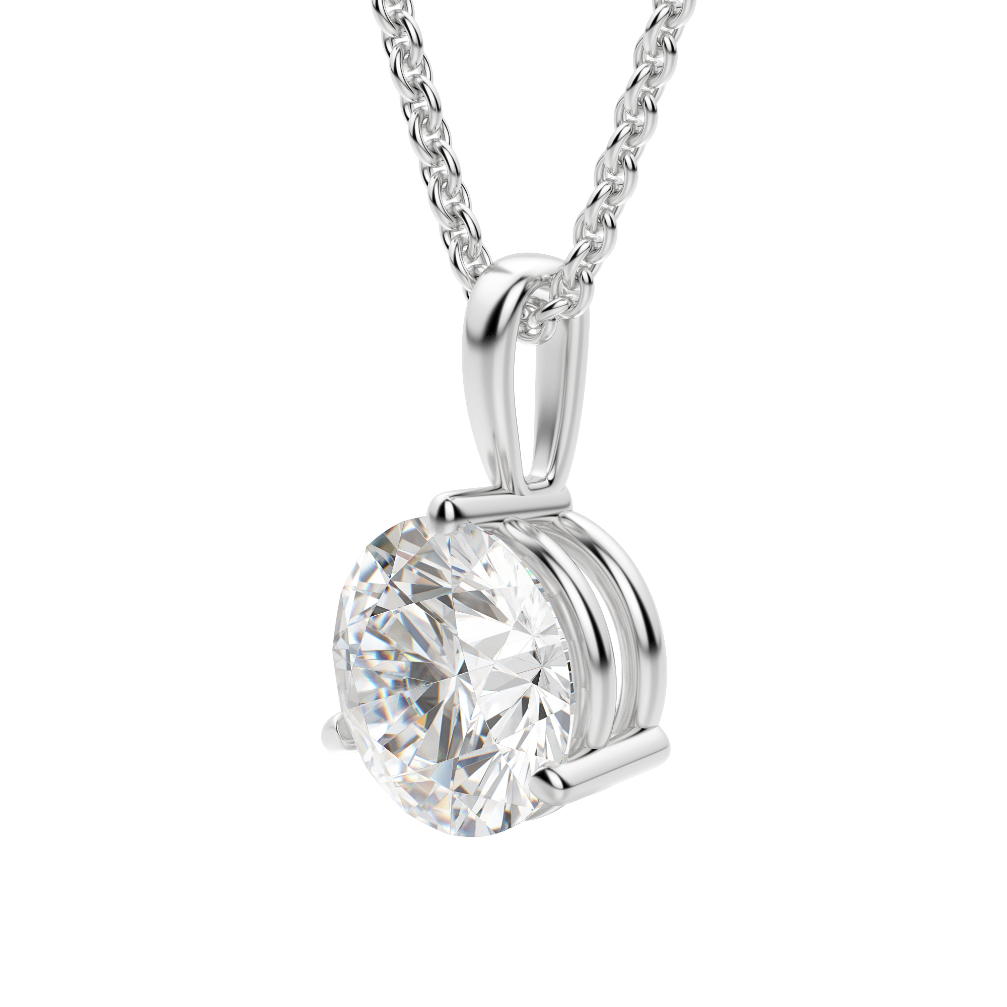 0.25-1.5 CT Round Cut Moissanite Solitaire Necklace