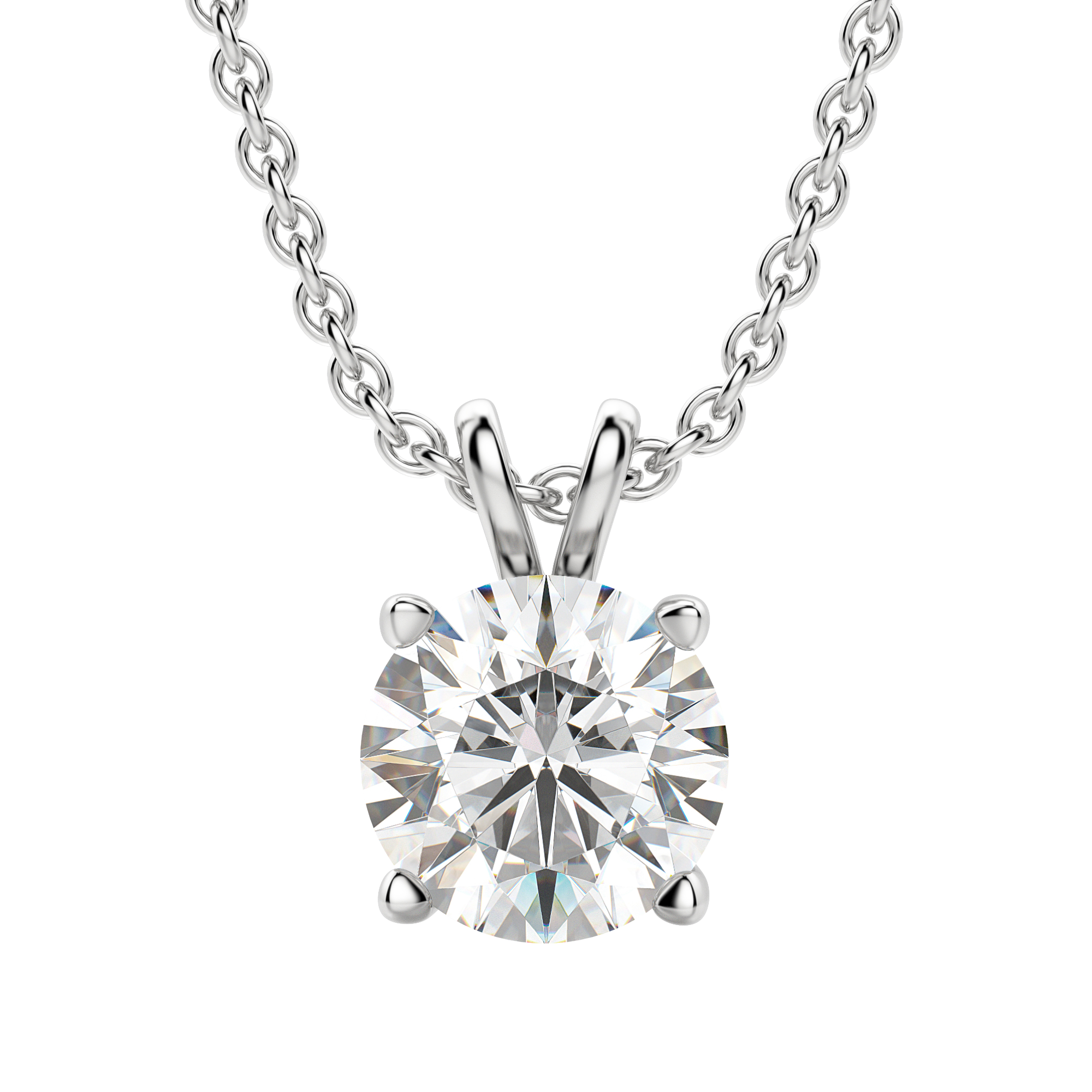 0.25-1.0ct Round Cut Moissanite Solitaire Necklace