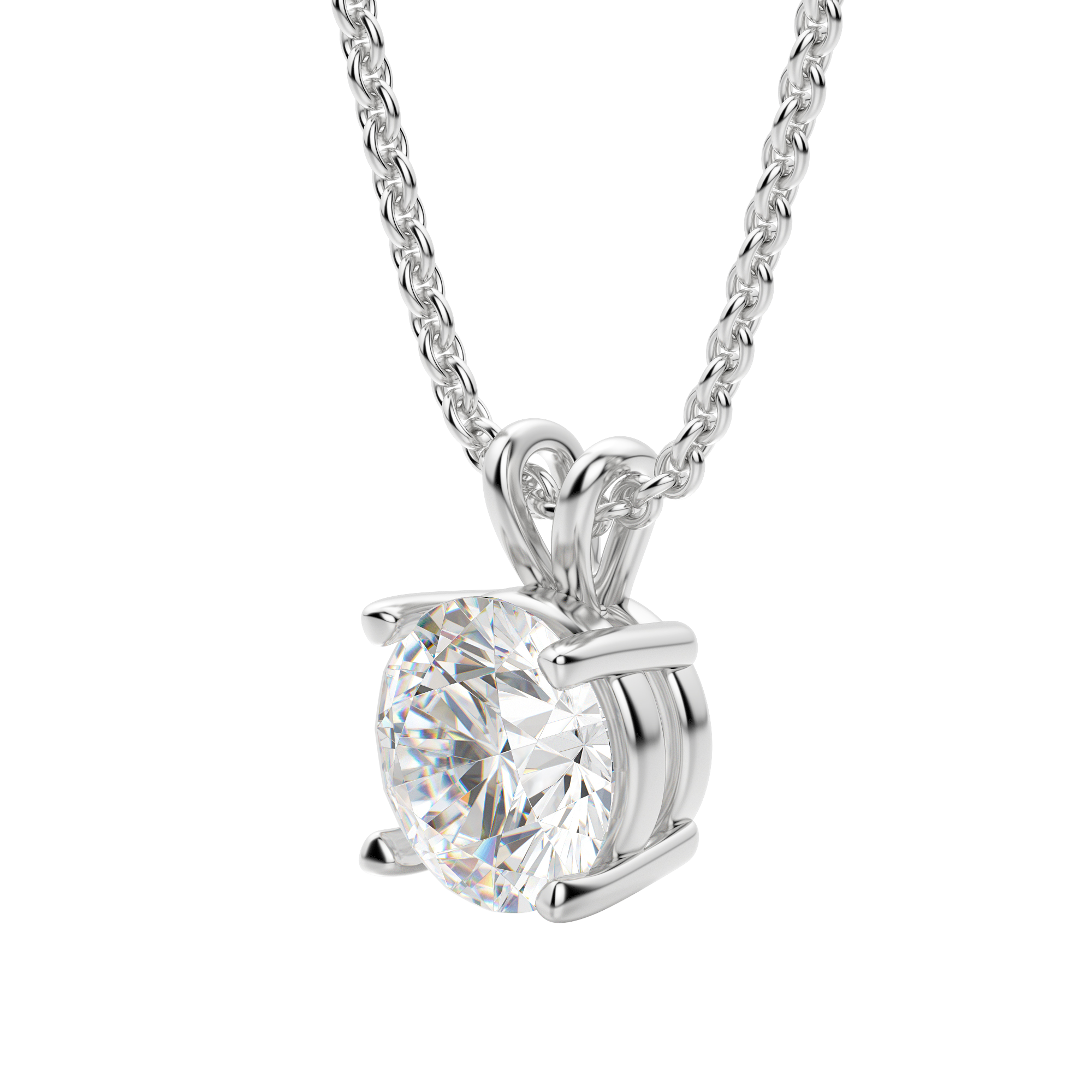 0.25-1.0ct Round Cut Moissanite Solitaire Necklace