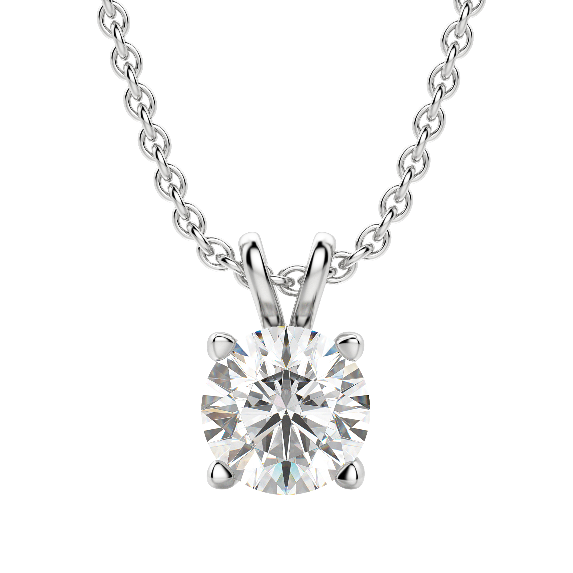 0.25-1.0ct Round Cut Moissanite Solitaire Necklace