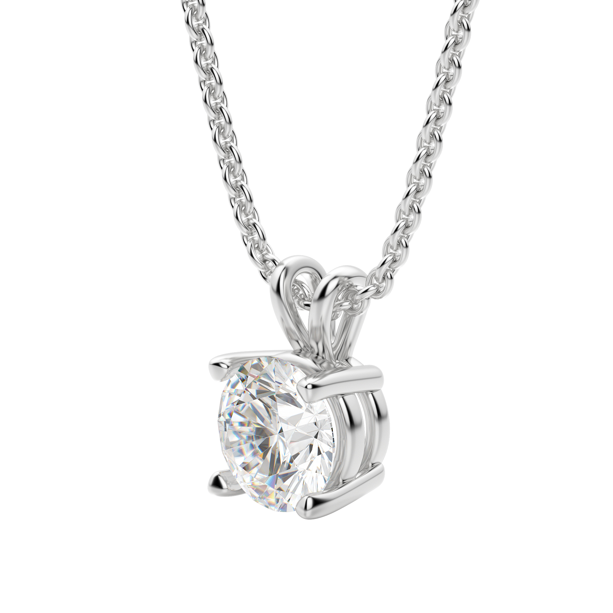 0.25-1.0ct Round Cut Moissanite Solitaire Necklace