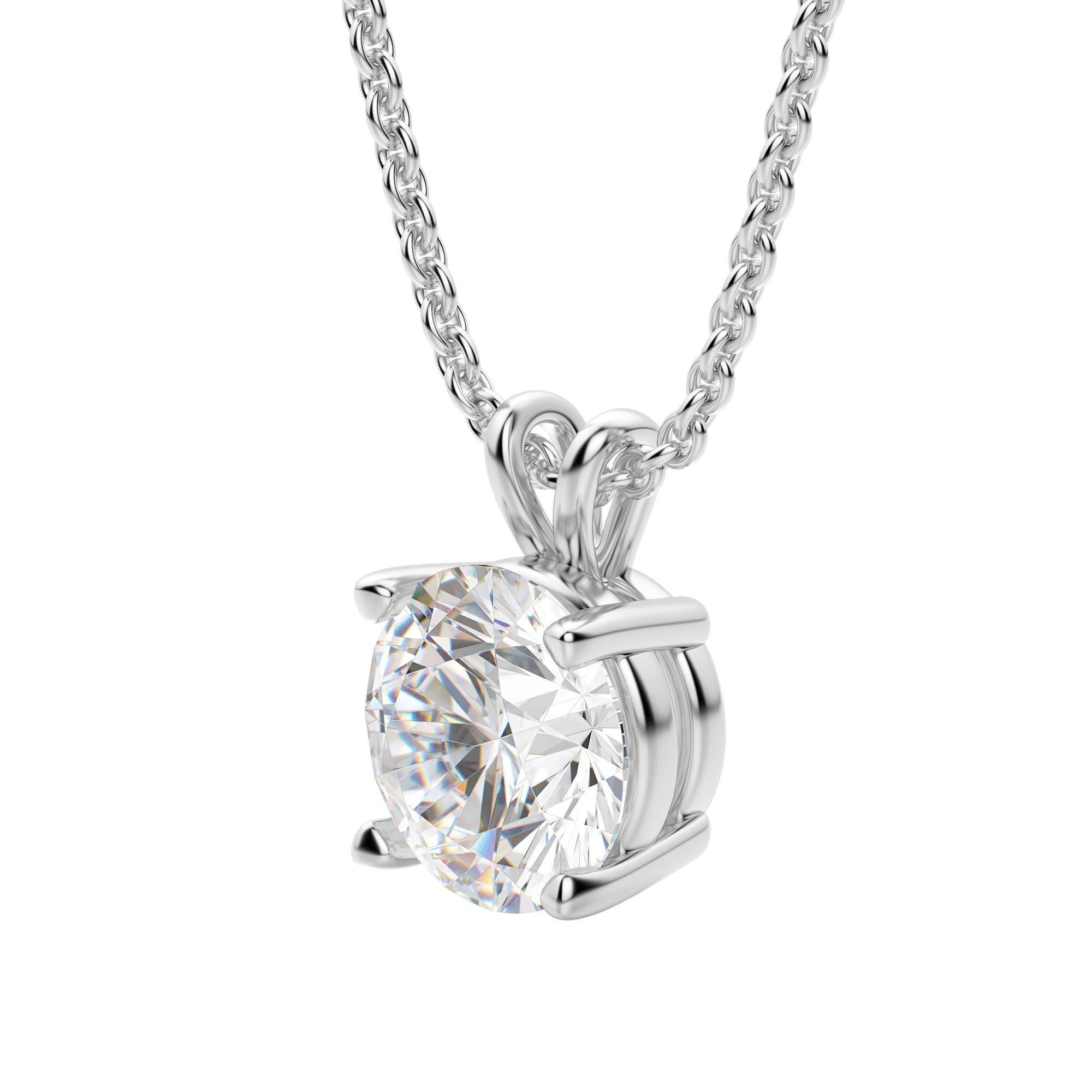 0.25-1.0ct Round Cut Moissanite Solitaire Necklace