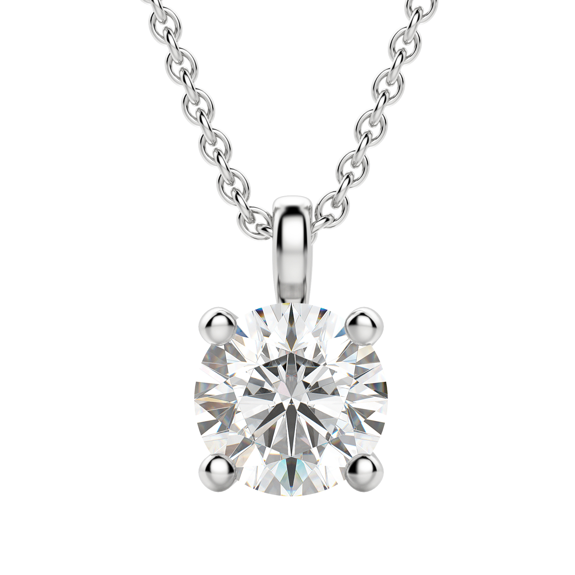 0.25-1.5ct Round Cut Moissanite Solitaire Necklace