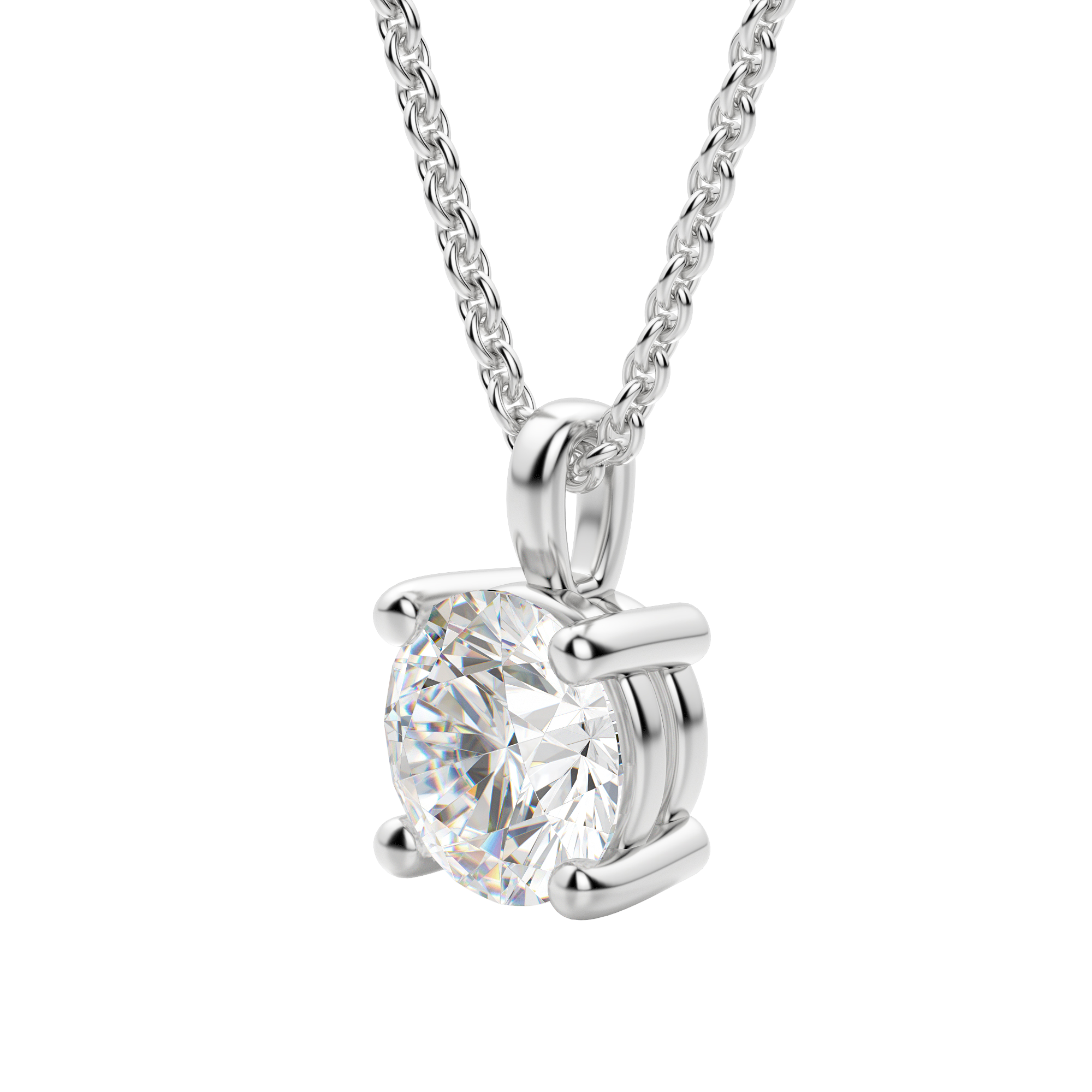 0.25-1.5ct Round Cut Moissanite Solitaire Necklace