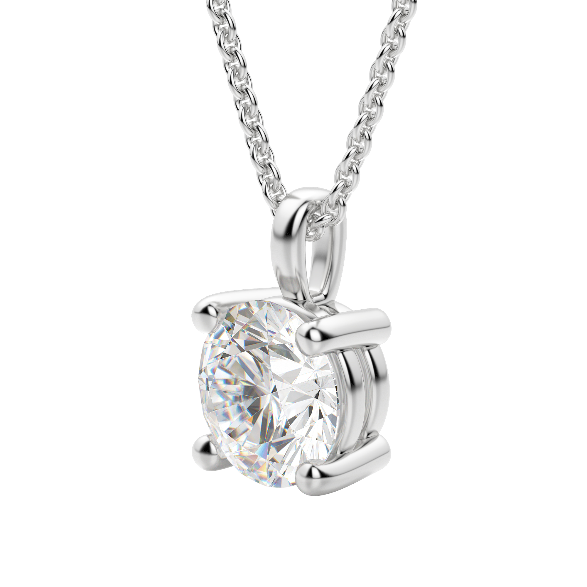 0.25-1.5ct Round Cut Moissanite Solitaire Necklace