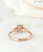Round Brilliant Cut Peachy Pink lab grown 3 Stone wedding Ring - DisneyValley