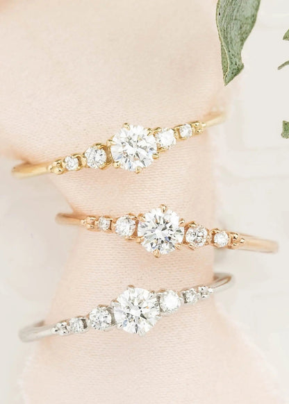 Round Brilliant Cut lab grown Diamond Dainty engagement ring - DisneyValley