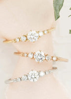 Round Brilliant Cut lab grown Diamond Dainty engagement ring - DisneyValley