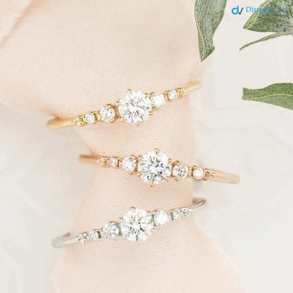 Round Brilliant Cut lab grown Diamond Dainty engagement ring - DisneyValley